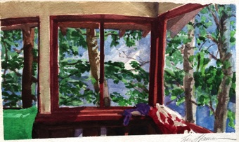 Cabin view of woods Cabin view of woods